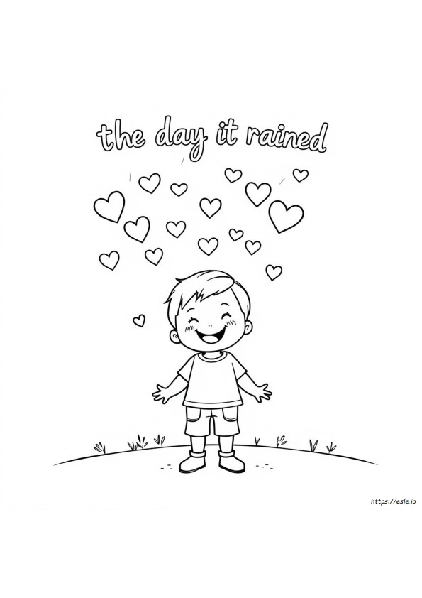 The Day It Rained Hearts Coloring Page