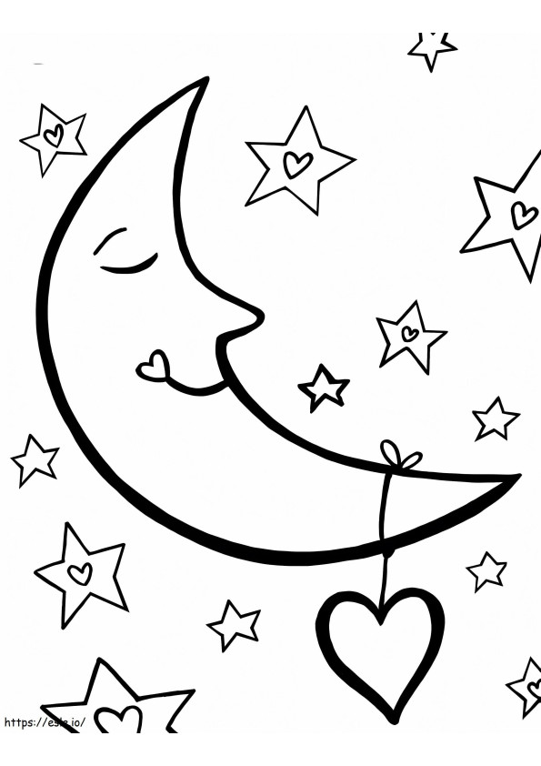 Lua e estrelas dos desenhos animados para colorir