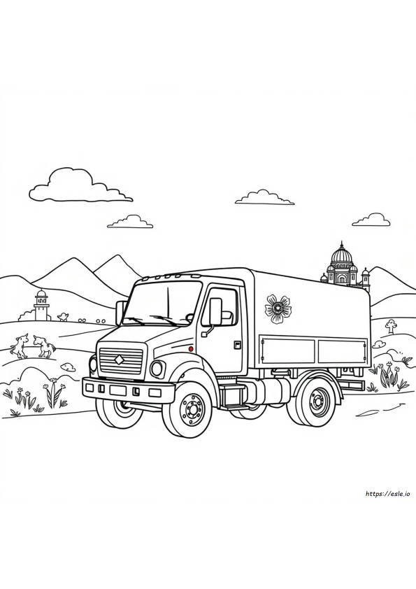 Disegno Da Colorare Di Un Camion Decorato In Stile Pakistano