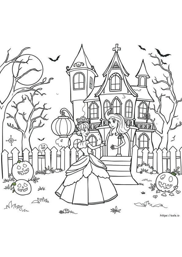 Kolorowanka Księżniczka Na Halloween