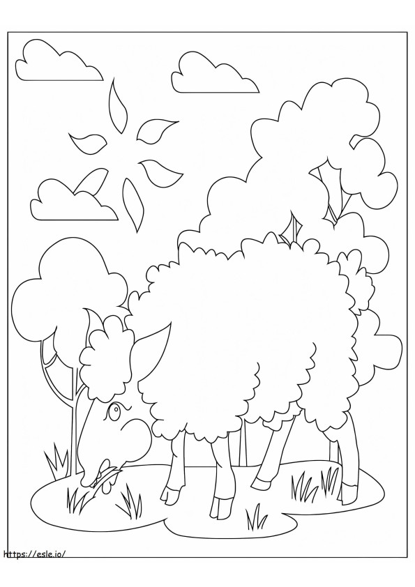 Coloriage Moutons mangeant de l'herbe à imprimer dessin