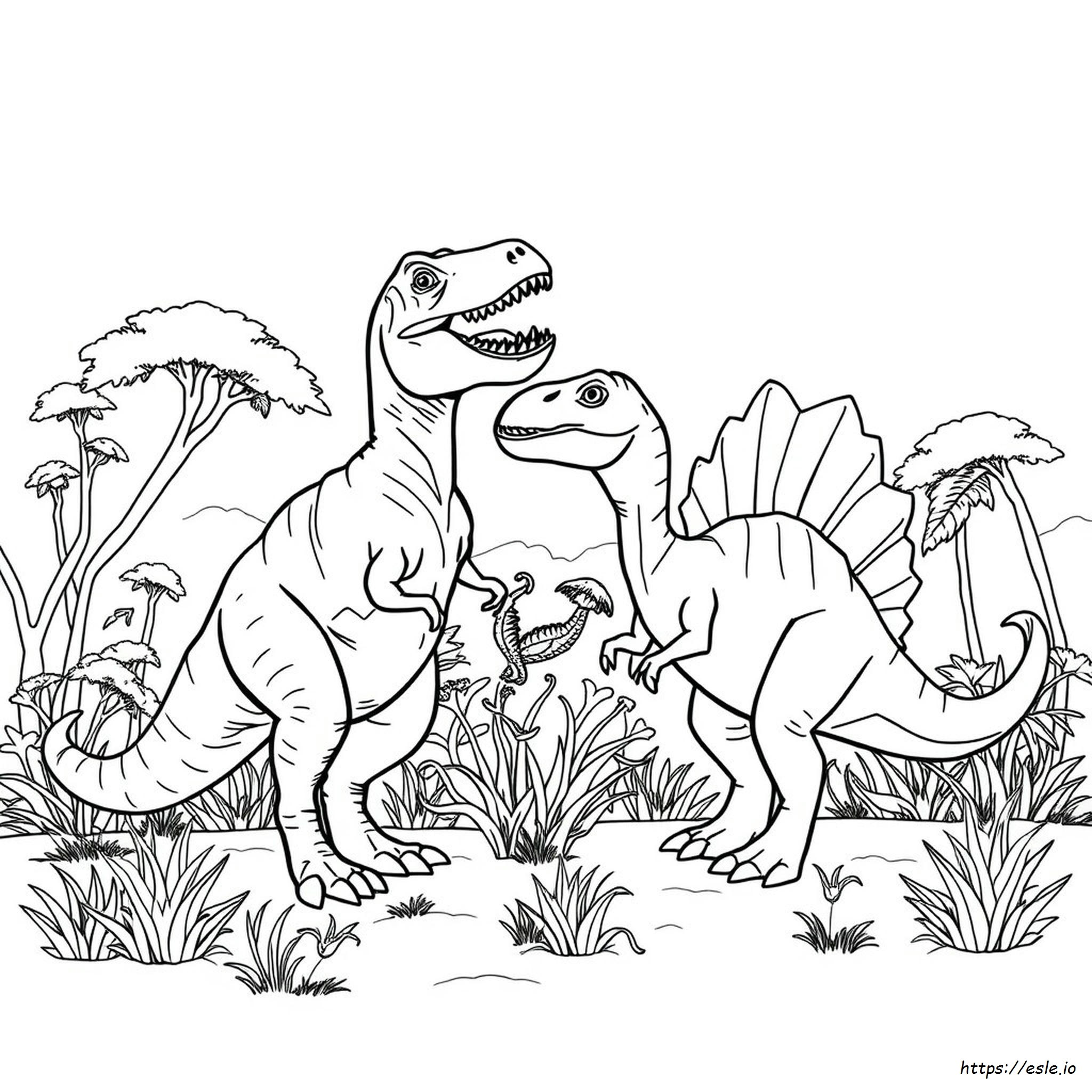T Rex Spinosaurus Malvorlage