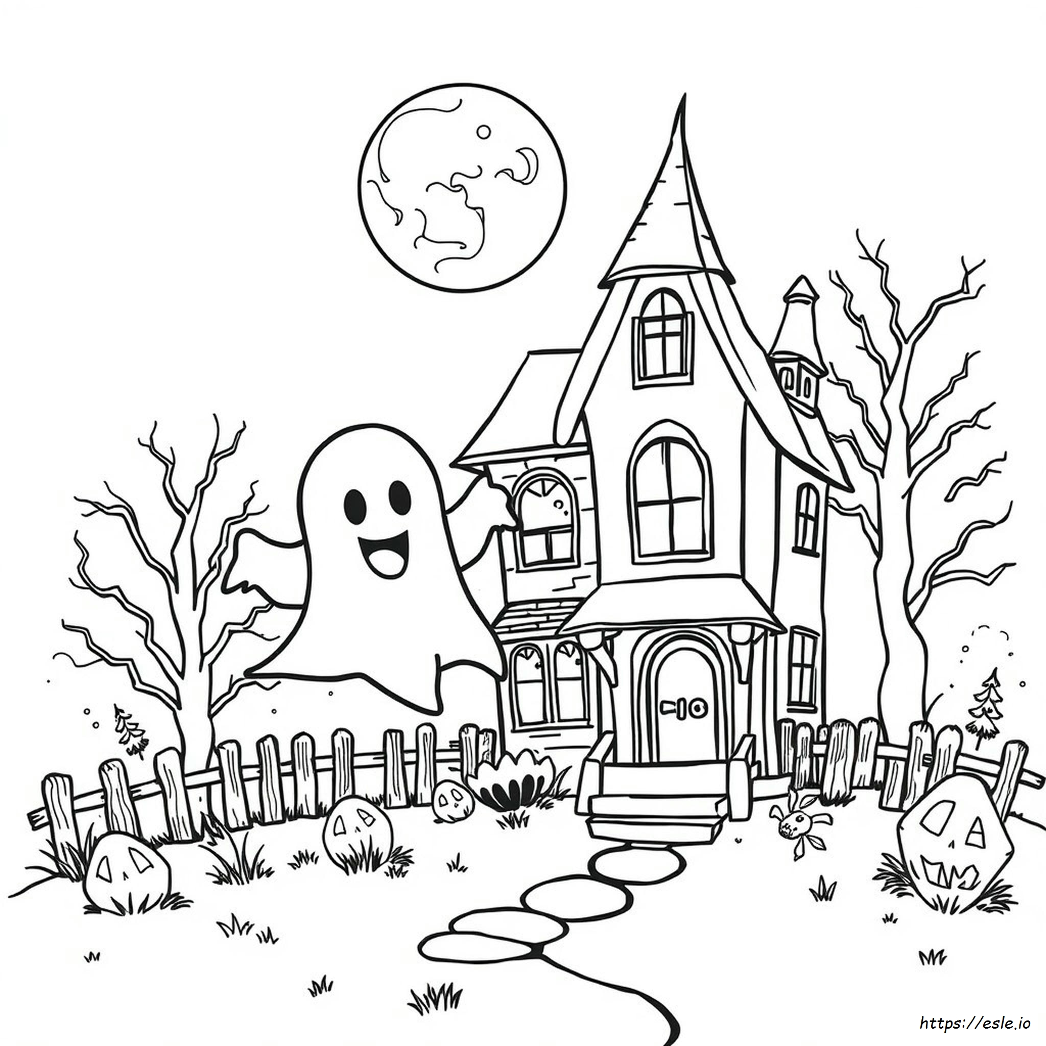 Schattige Halloween Spook Kleurplaten kleurplaat