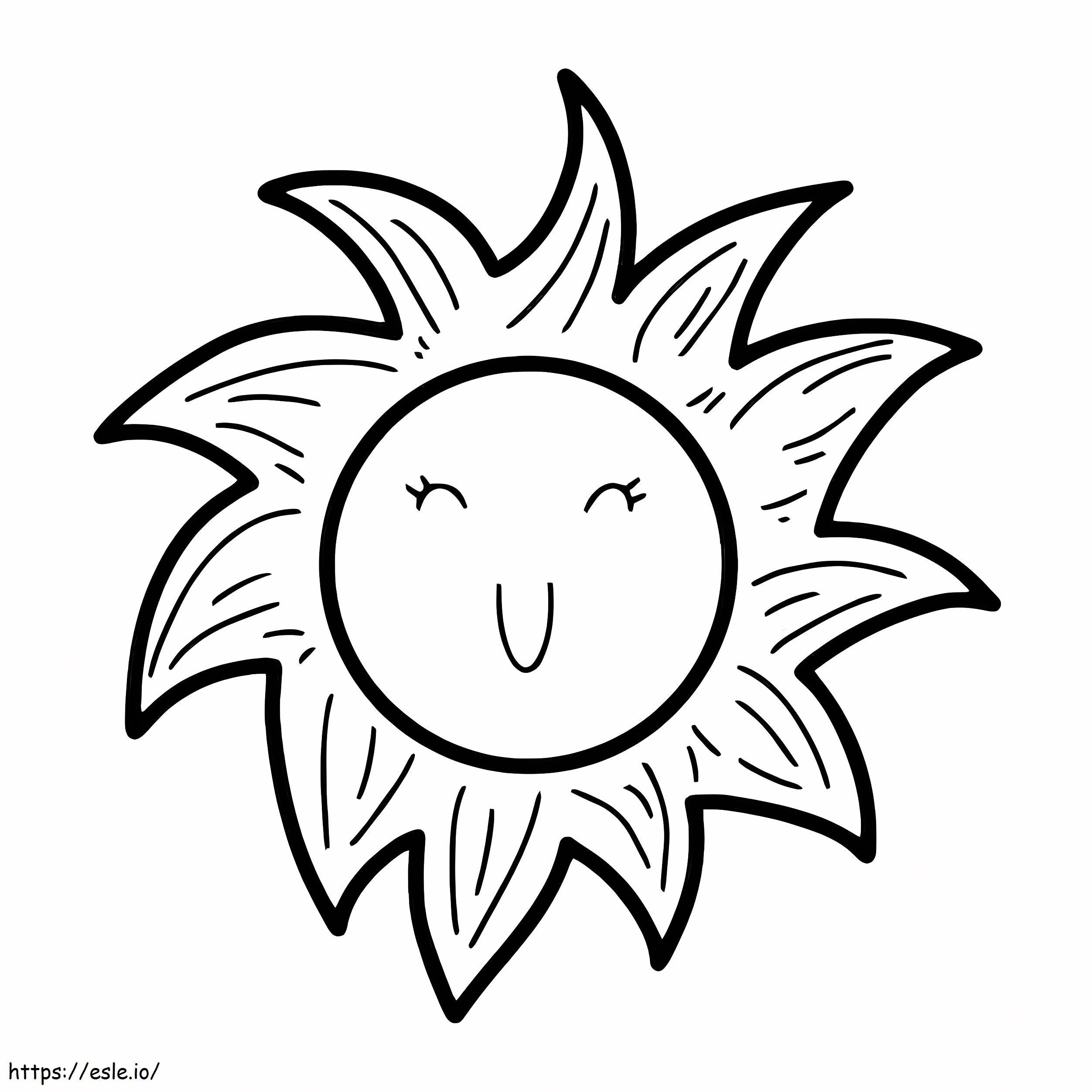 Doodle Matahari Tersenyum Gambar Mewarnai