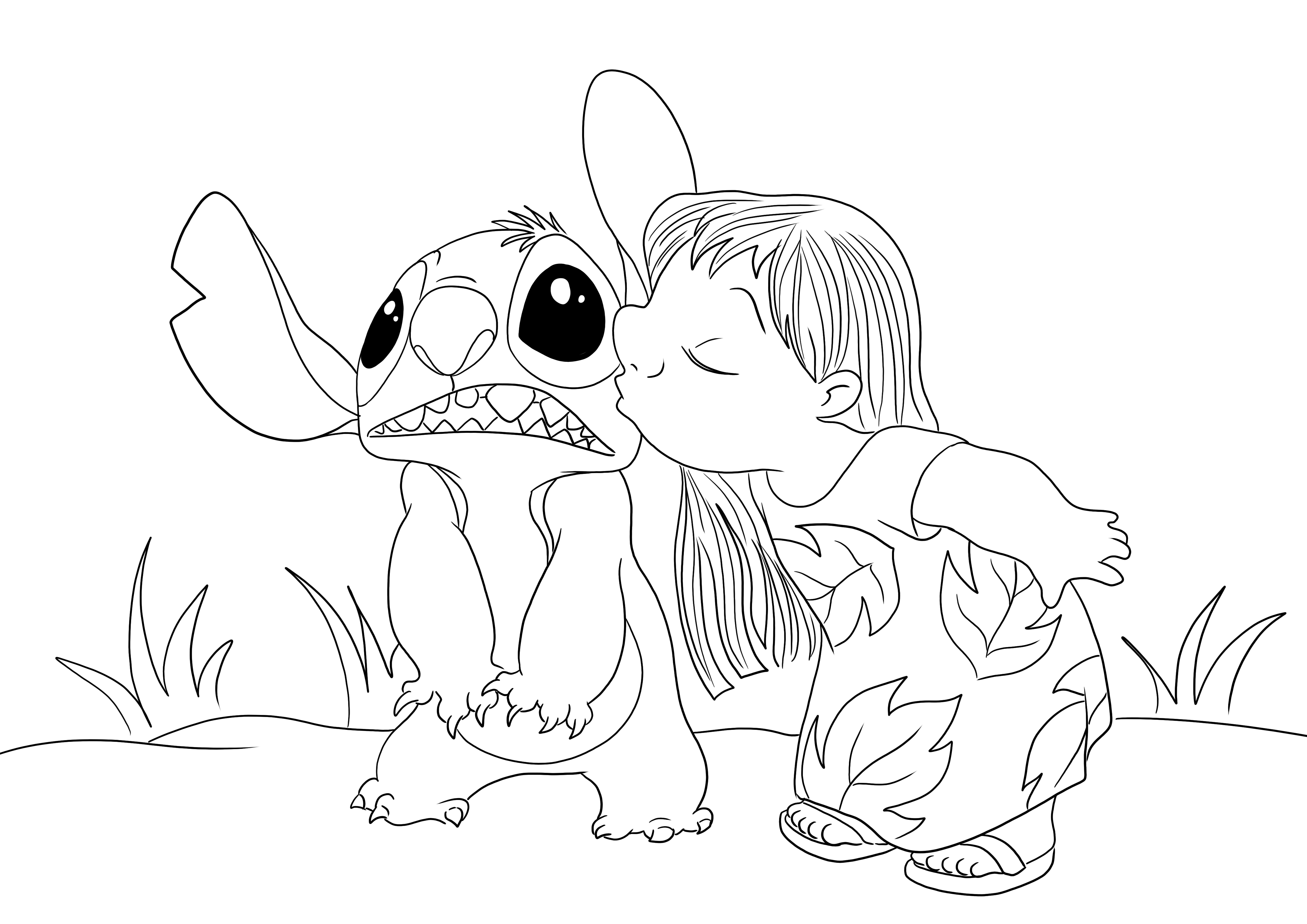 lilo kissing stitch coloring pages