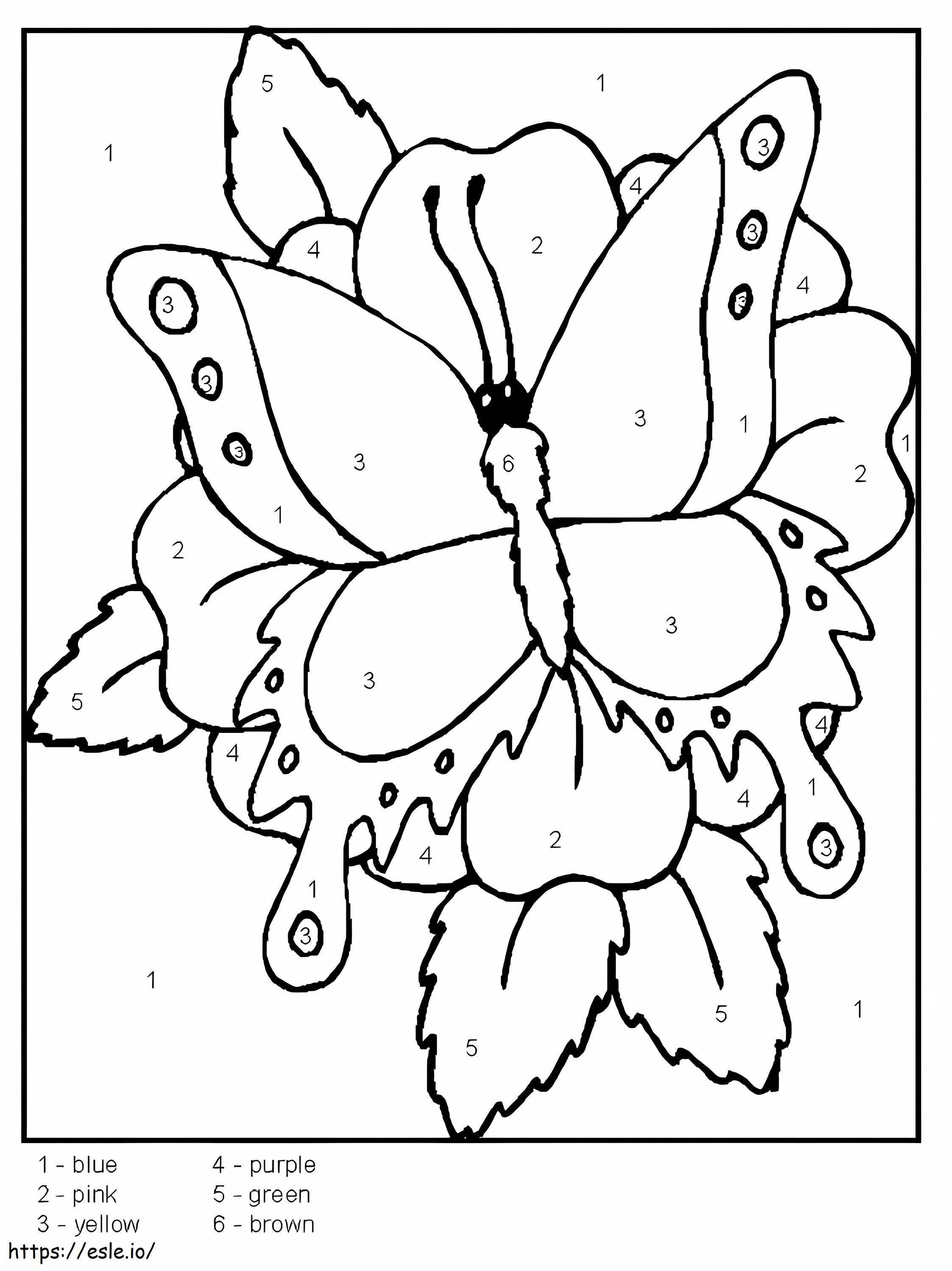 Coloriage Un papillon à colorier par numéro à imprimer dessin