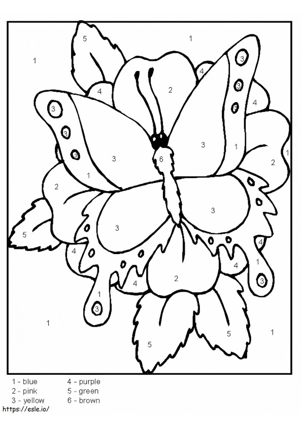A Butterfly Color By Number coloring page