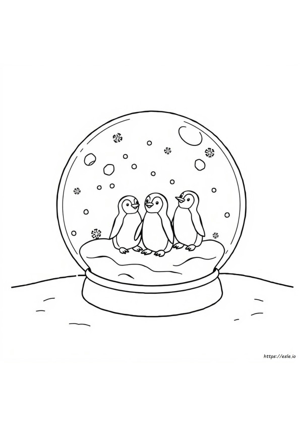 Pinguino Globo Di Neve Da Colorare
