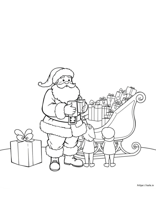 Kerstman Cadeautjes Geven Tekening Kleurplaat