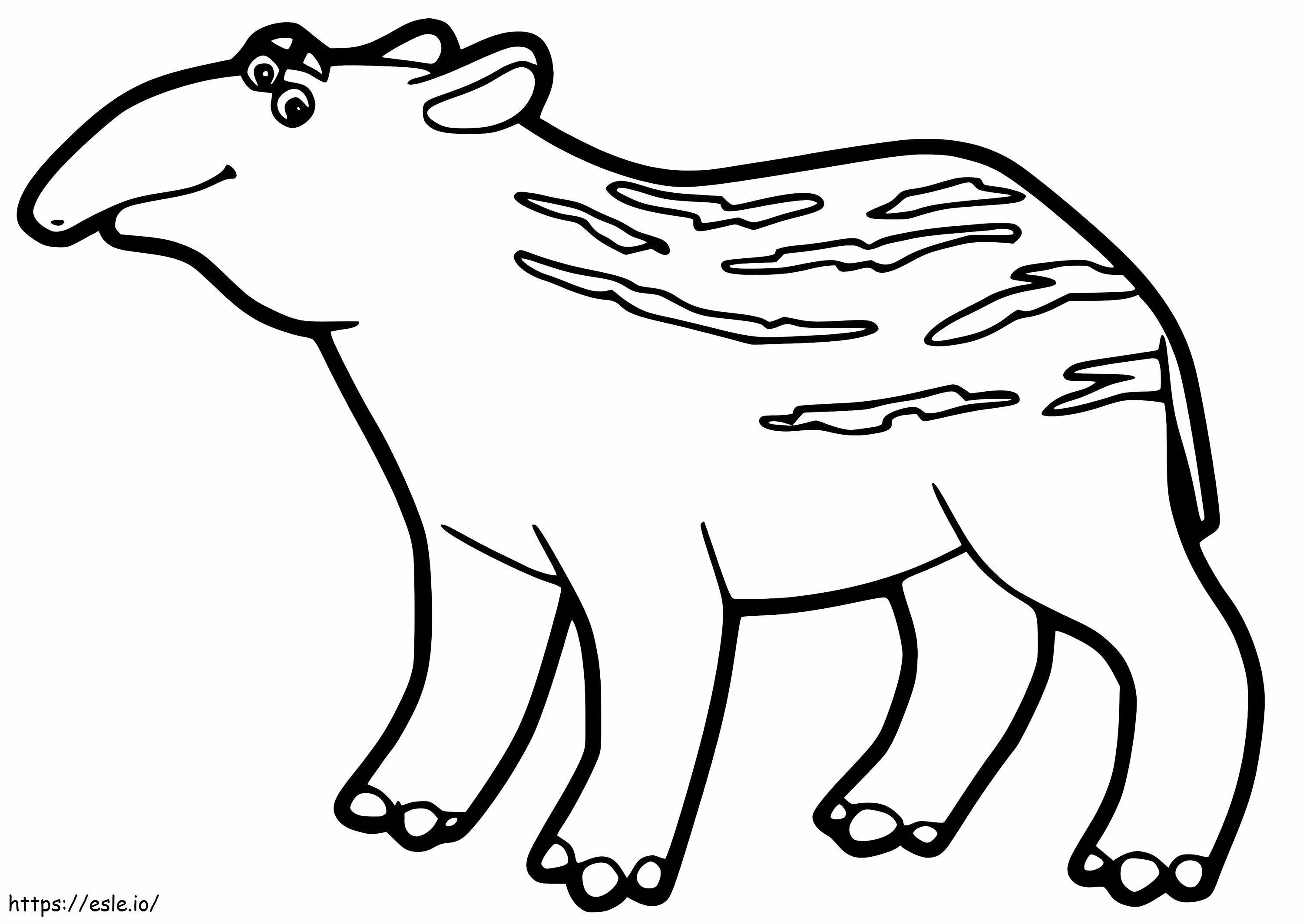 Coloriage Tapir drôle à imprimer dessin
