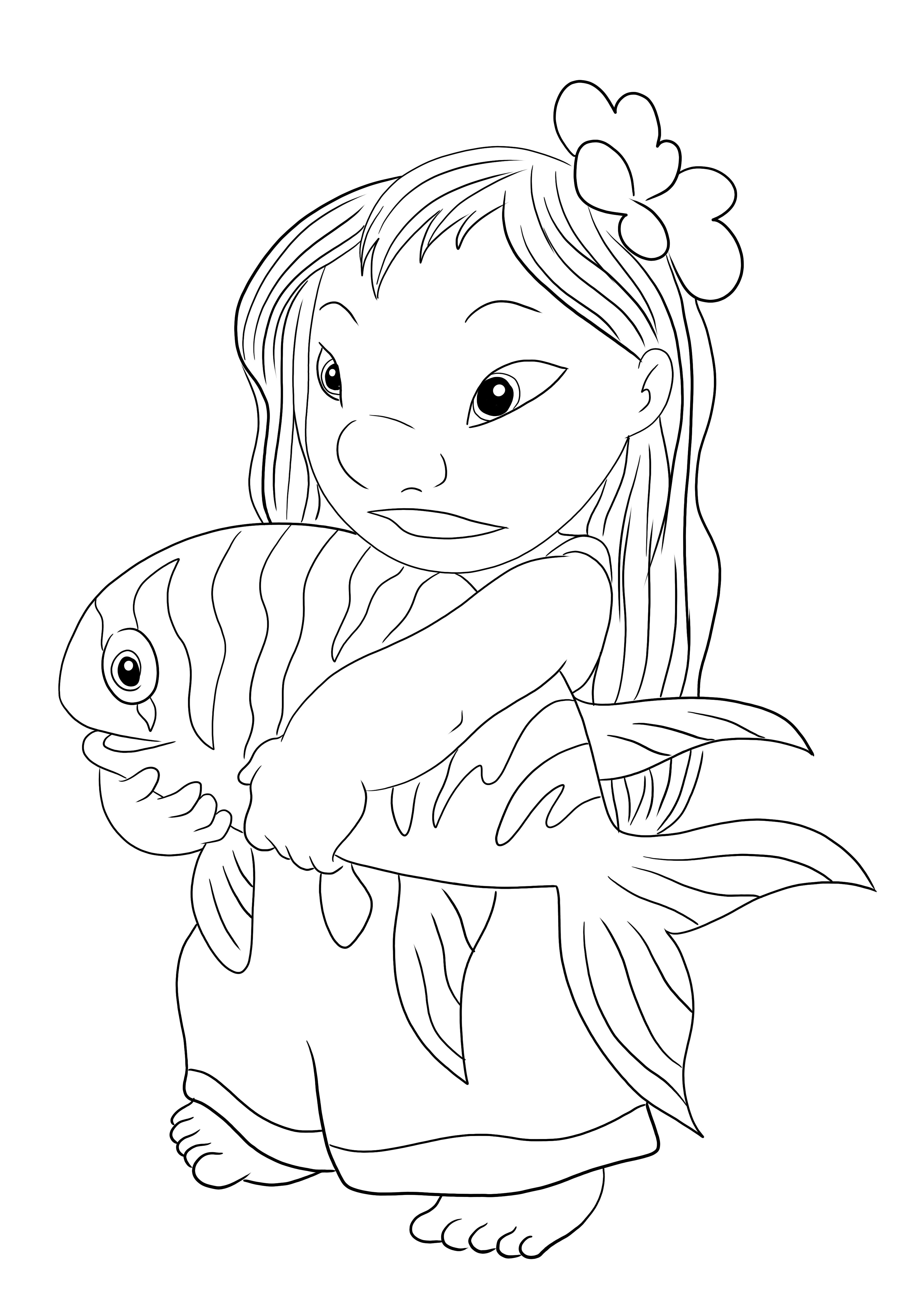 Coloring for free of Lilo and fish to print or save for later sheet