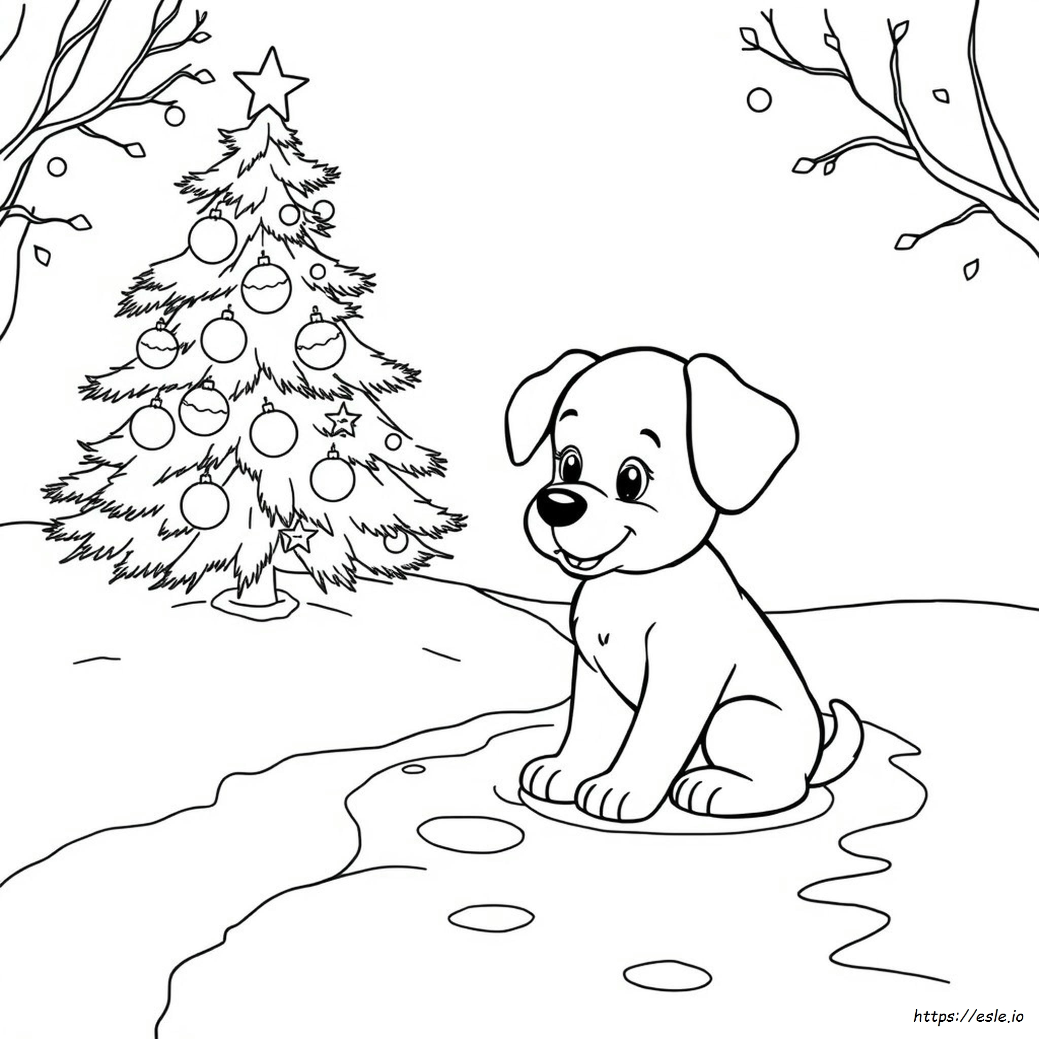 Gratis Printbare Kerst Puppy Kleurplaten kleurplaat