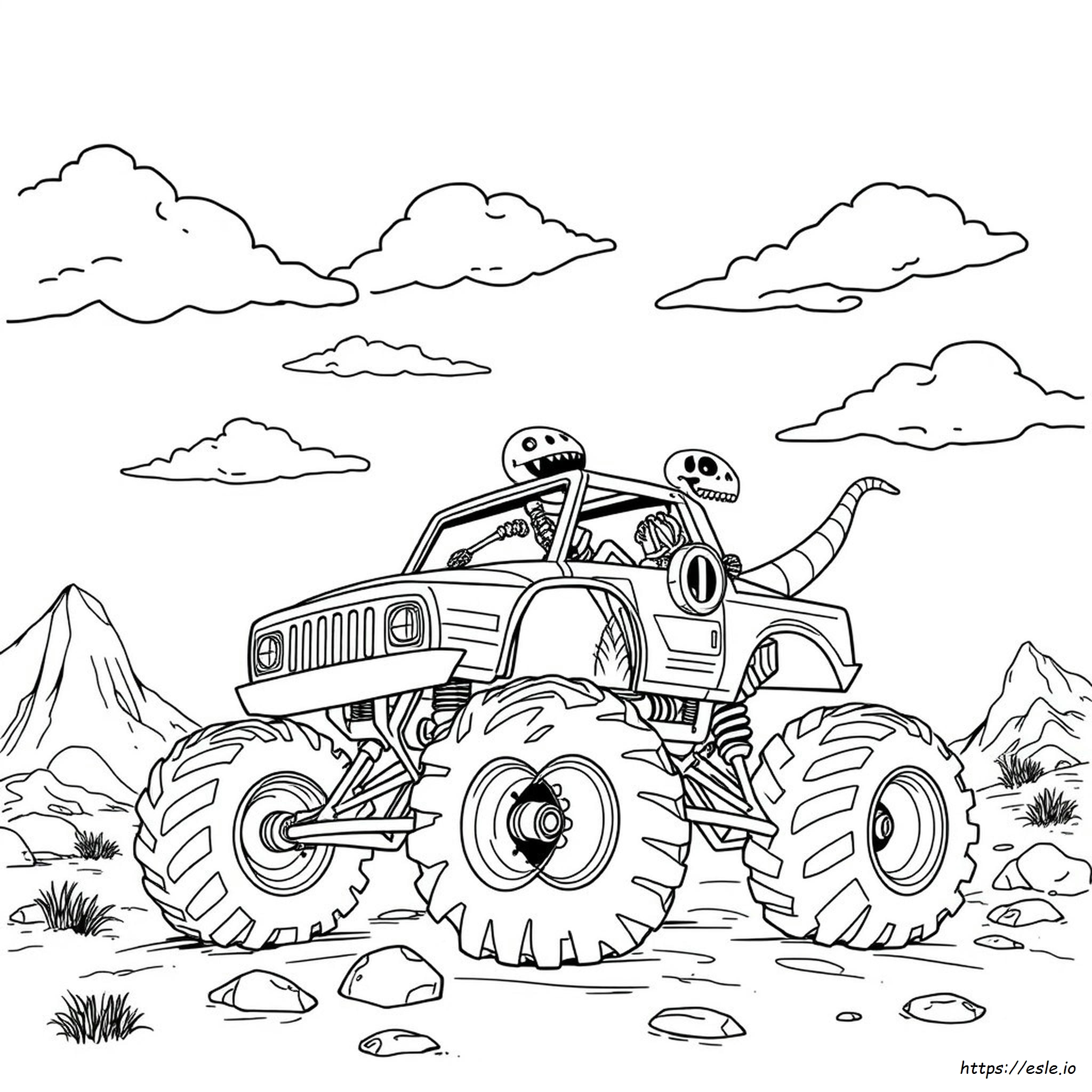 Skelesaurus Monstertruck Kleurplaat kleurplaat