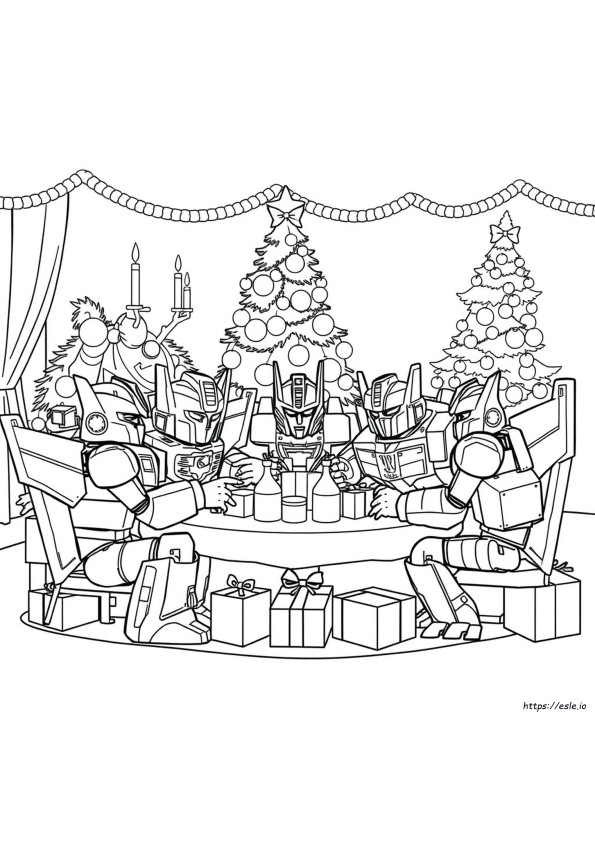 Transformers Christmas Coloring Page