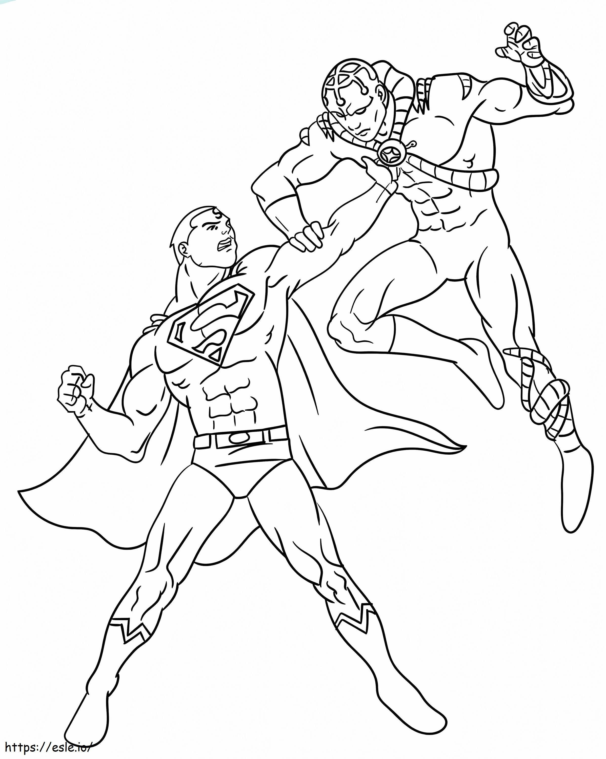 Superman Fights Enemy coloring page