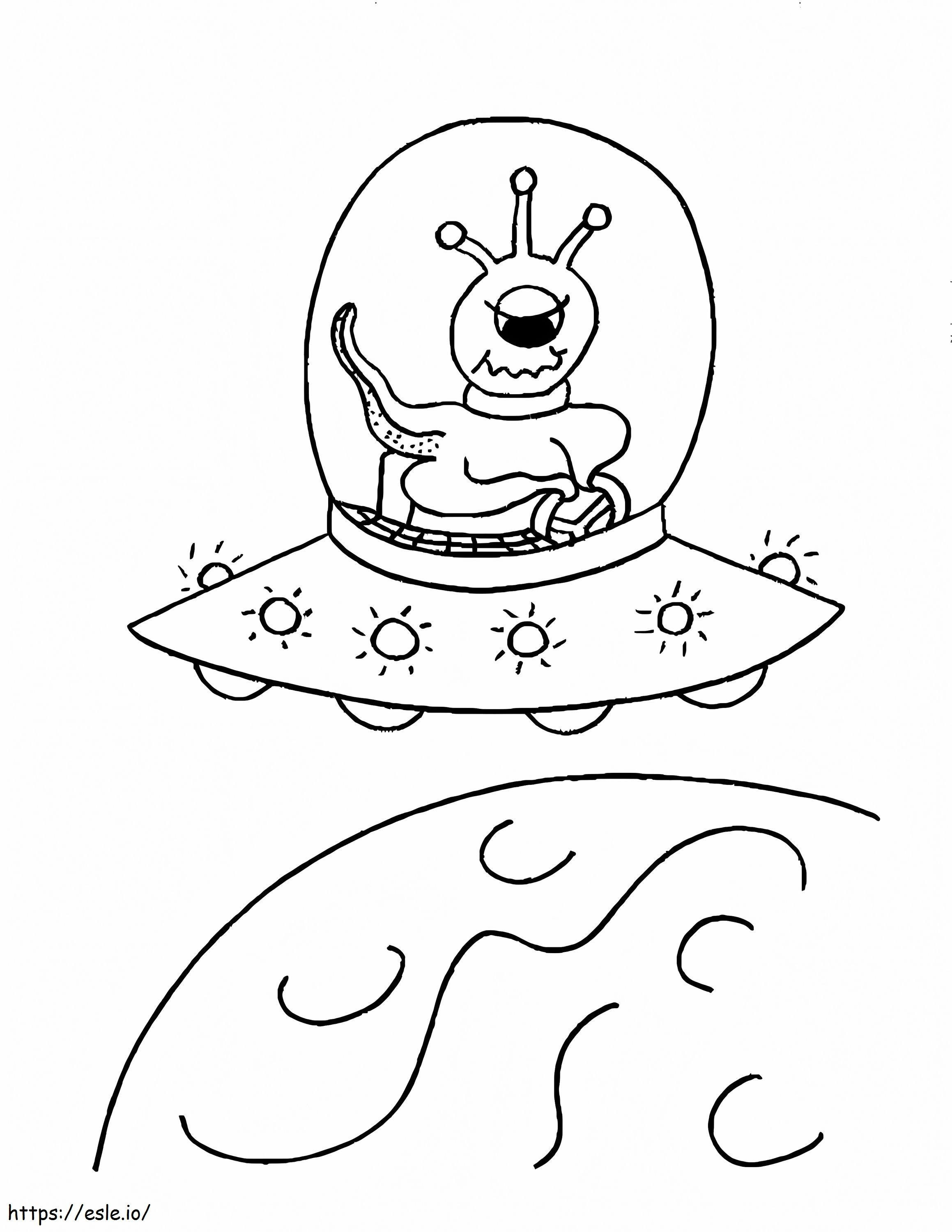 Desenho de alien no espaço para colorir para crianças