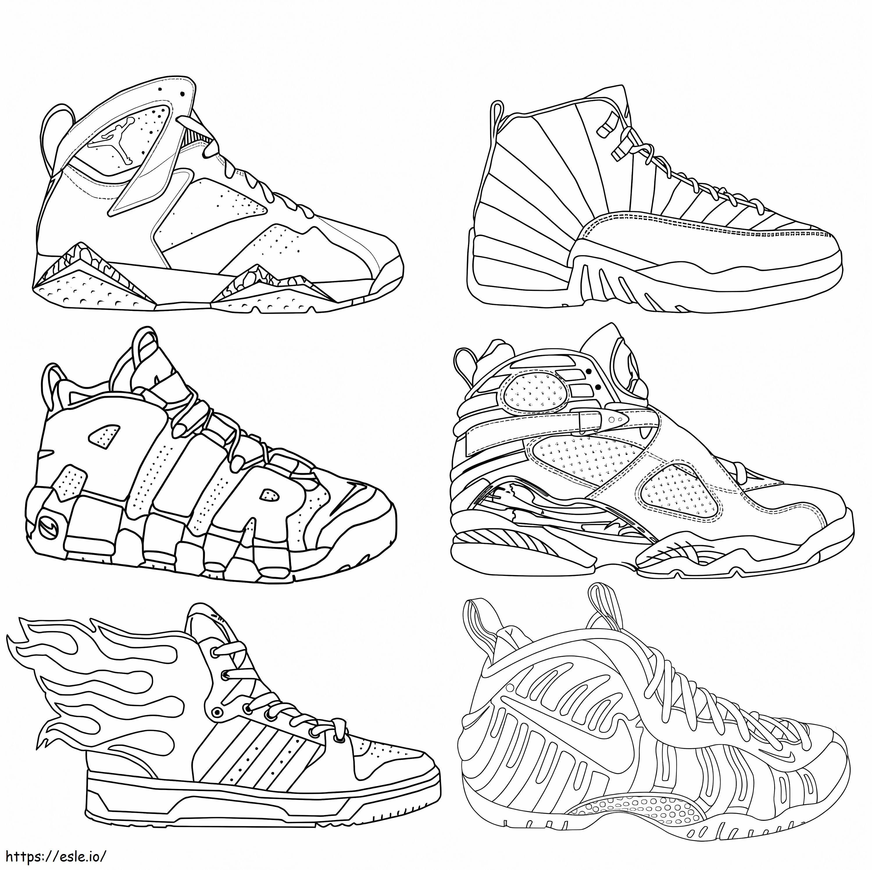 Six Slippers coloring page