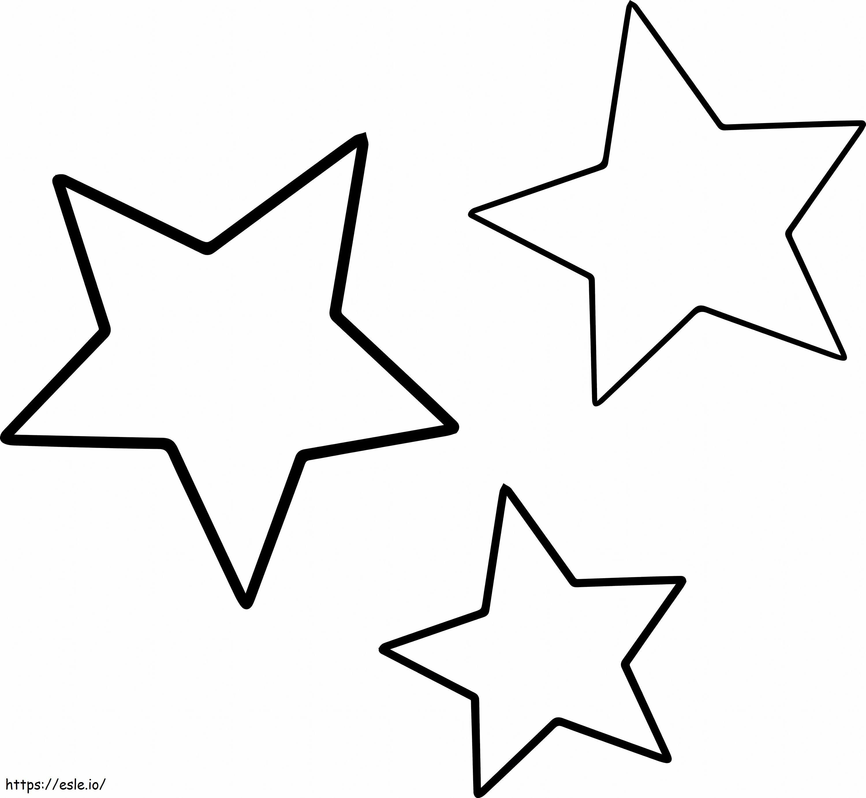 Três estrelas para colorir