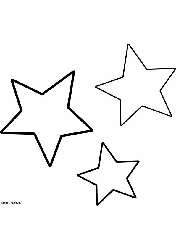 Tres estrellas para colorear