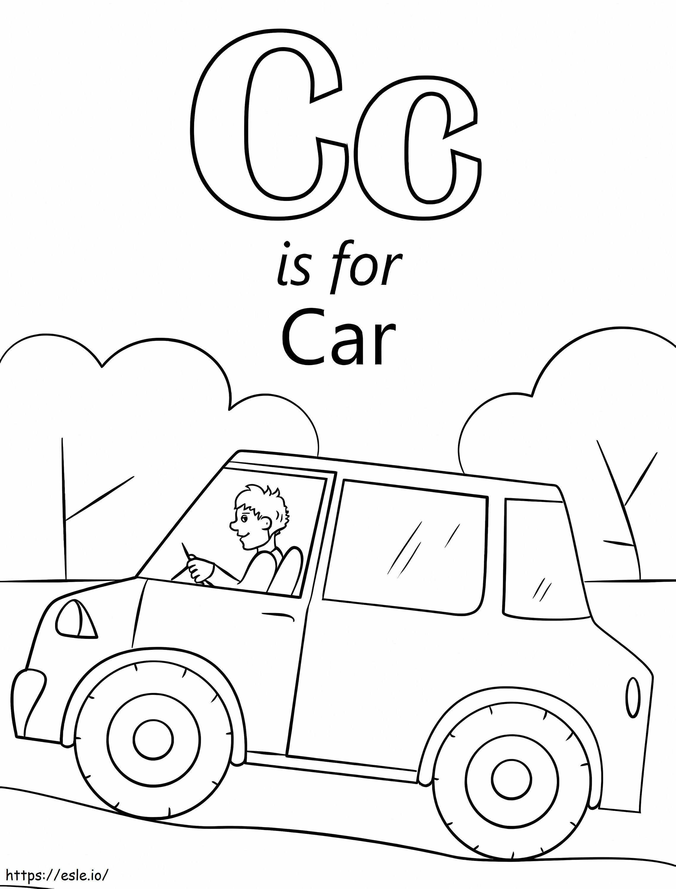 Coloriage Lettre de voiture C à imprimer dessin