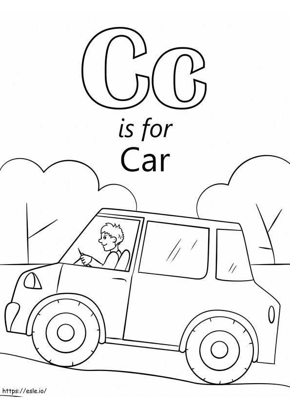 Auto Letter C kleurplaat