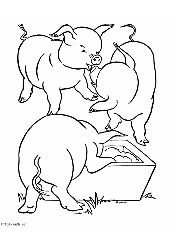Coloriage Trois cochons à imprimer dessin