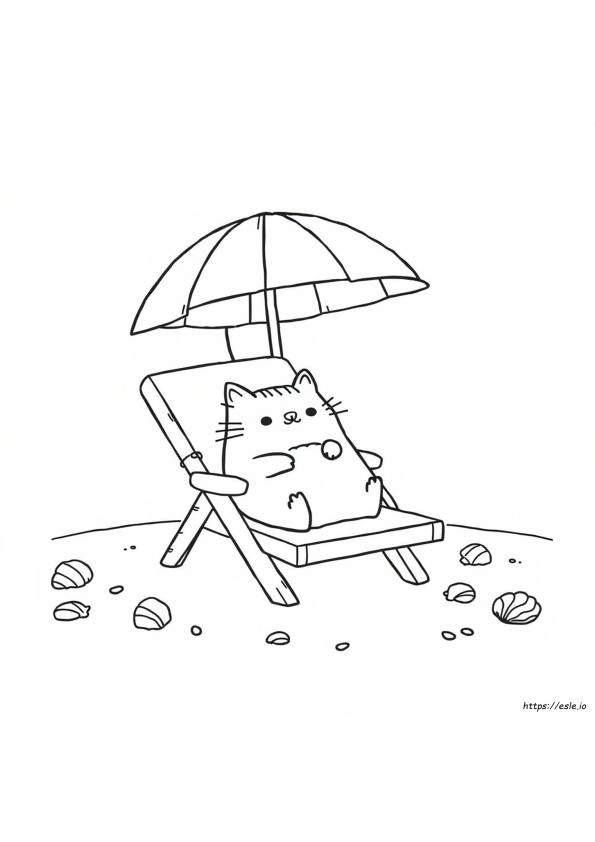 Gambar Mewarnai Pusheen Musim Panas