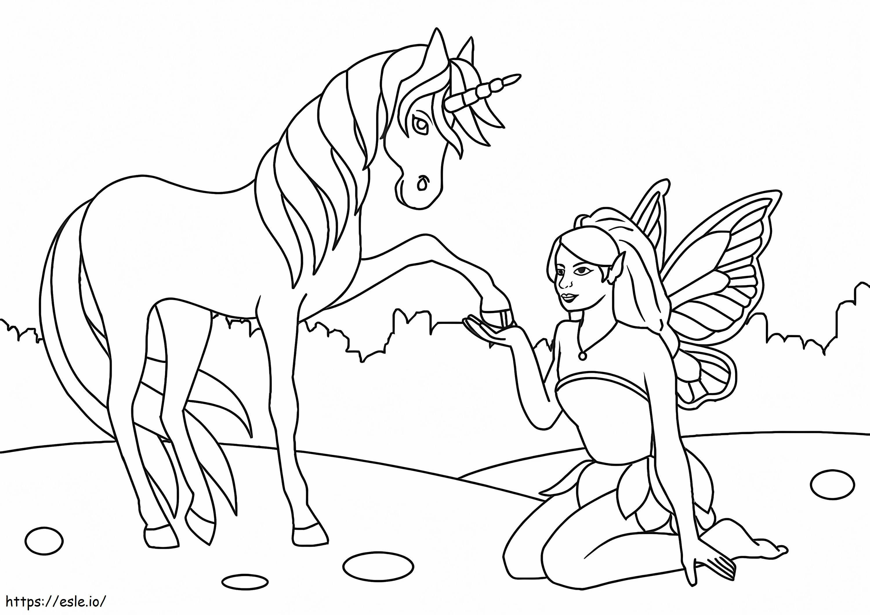 Fairies And Unicorns Coloring Pages