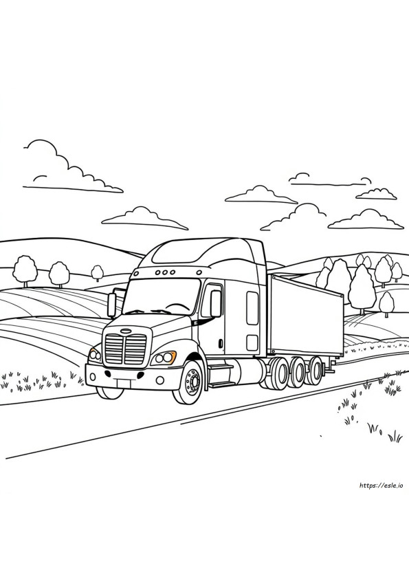 Camion Con Rimorchio Da Colorare