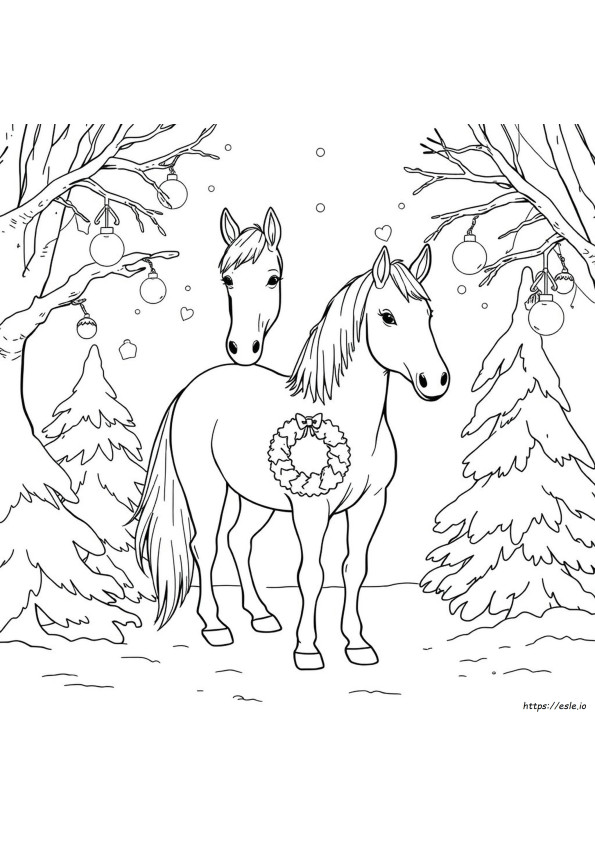Realistic Horse Christmas Horse Coloring Pages