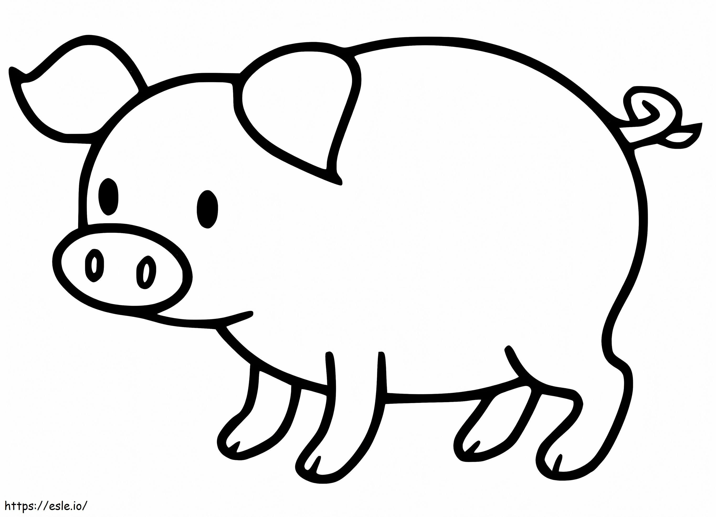 シンプルな赤ちゃん豚 ぬりえ - 塗り絵