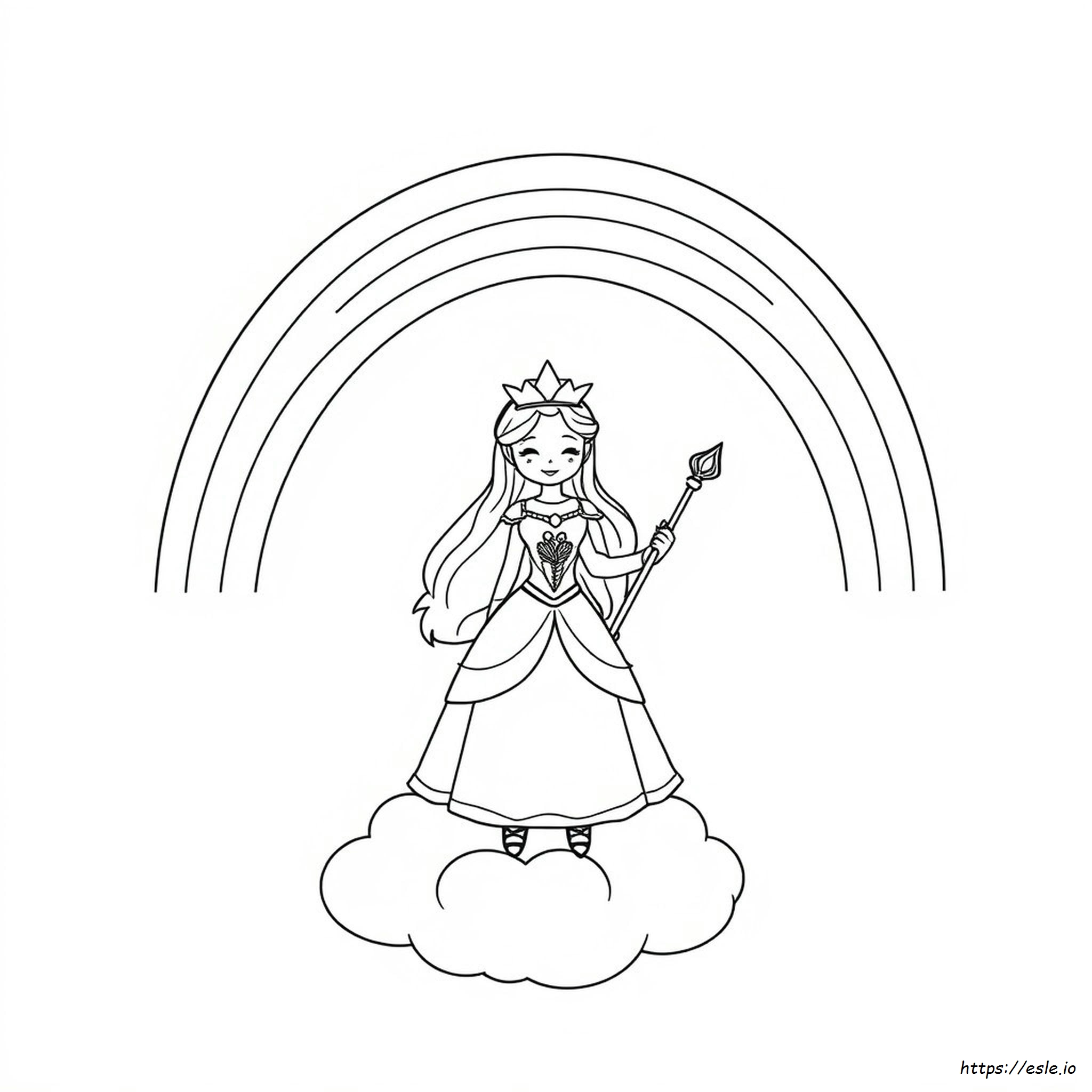 Rainbow Princess Coloring Page