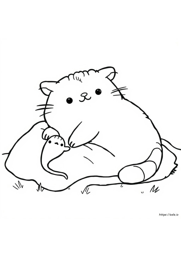 Gambar Mewarnai Kucing Pusheen