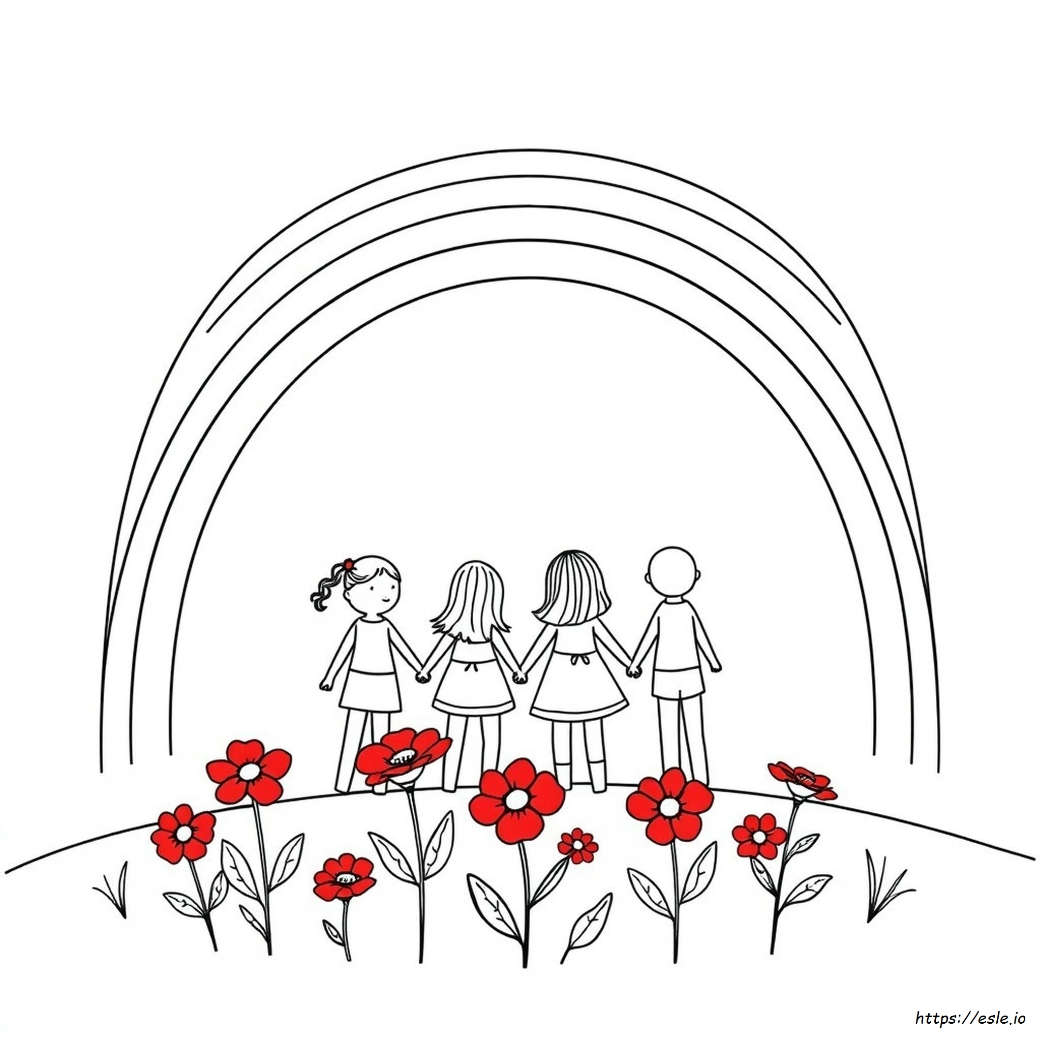 Coloring Page Drawing Rainbow Friends Red