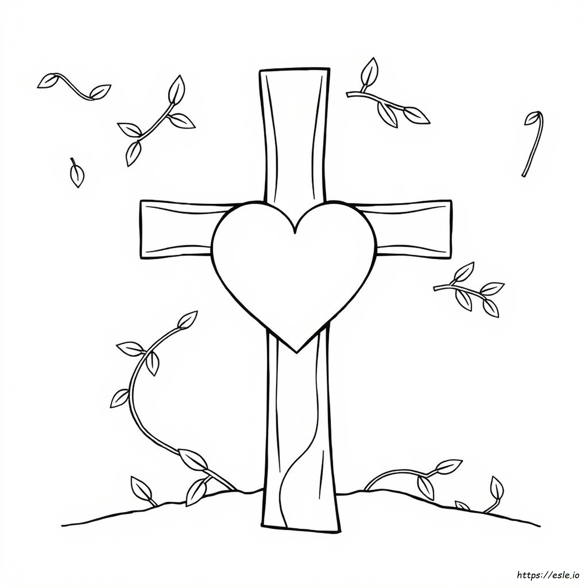 Cross And Heart Coloring Pages
