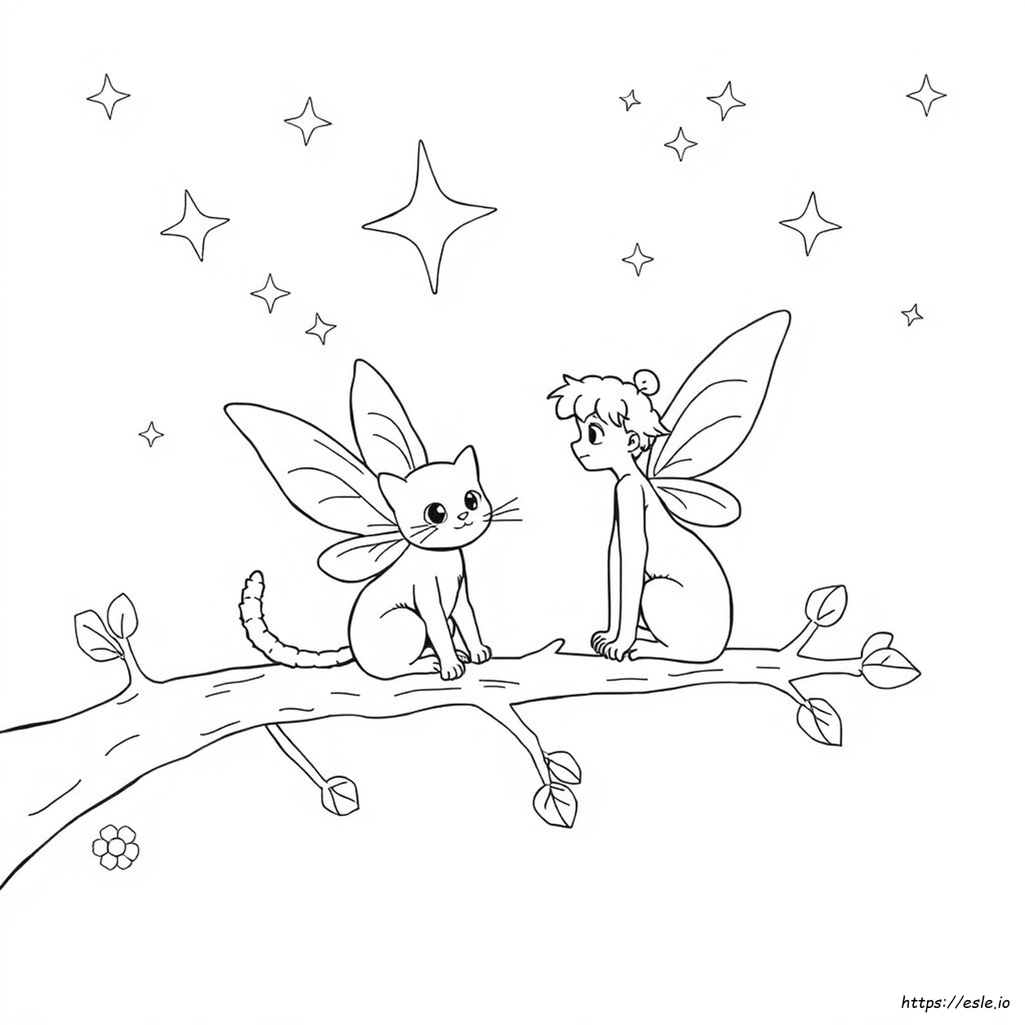 Fairy Cat Coloring Page