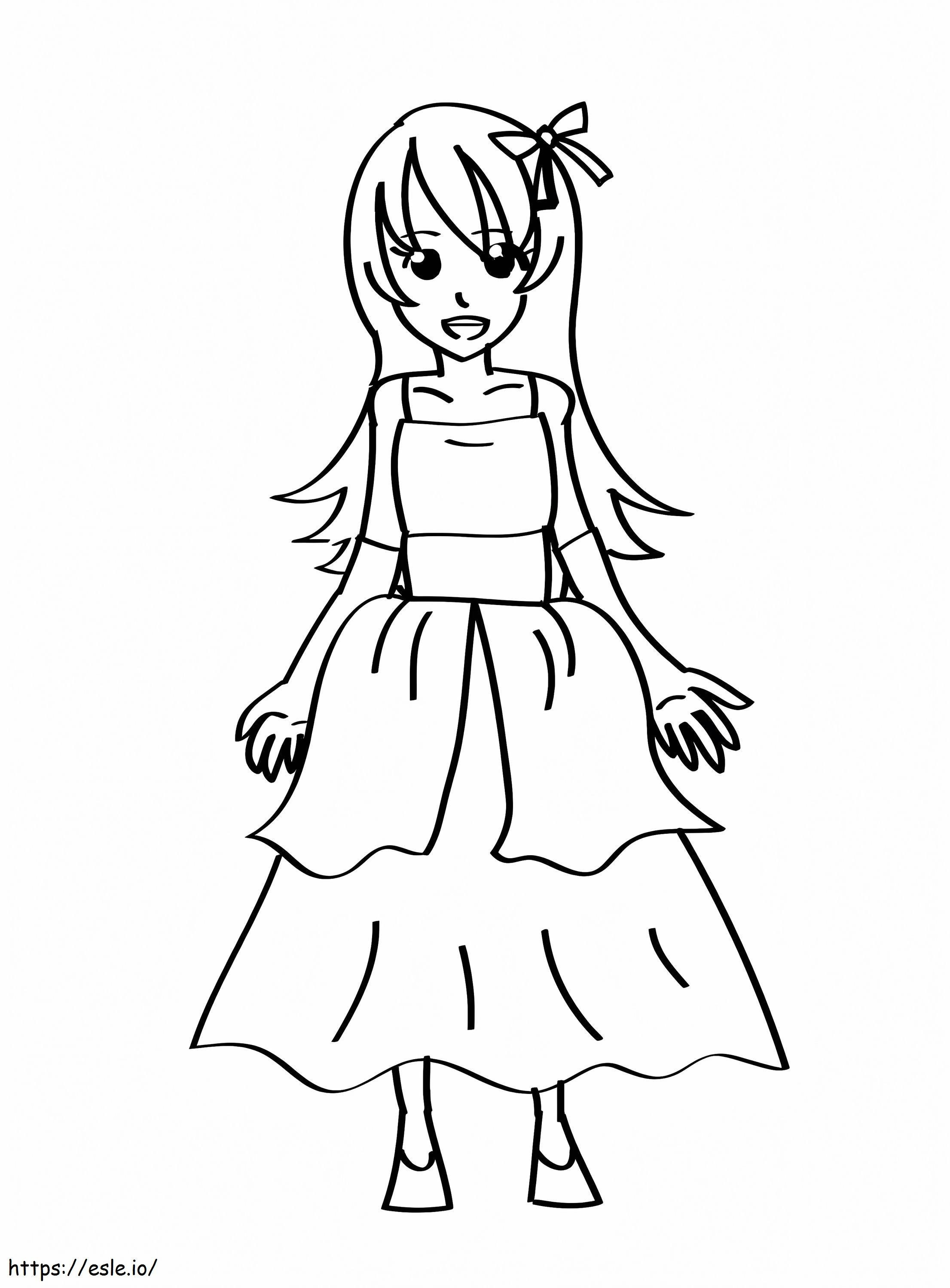 Girl In Dress coloring page