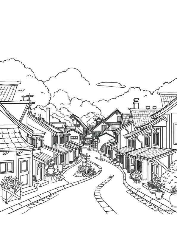 Kolorowanka Miasto Ghibli