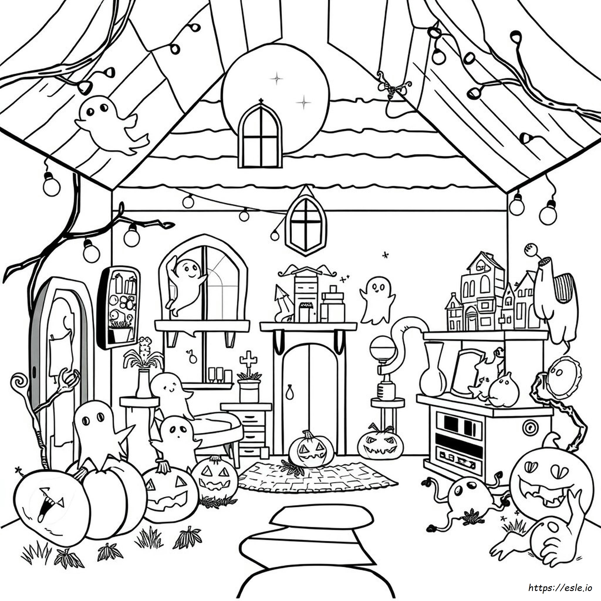 Halloween Huis Kamer Kleurplaten kleurplaat