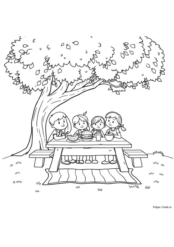 Családi Piknik Clipart Színező Fekete-Fehér