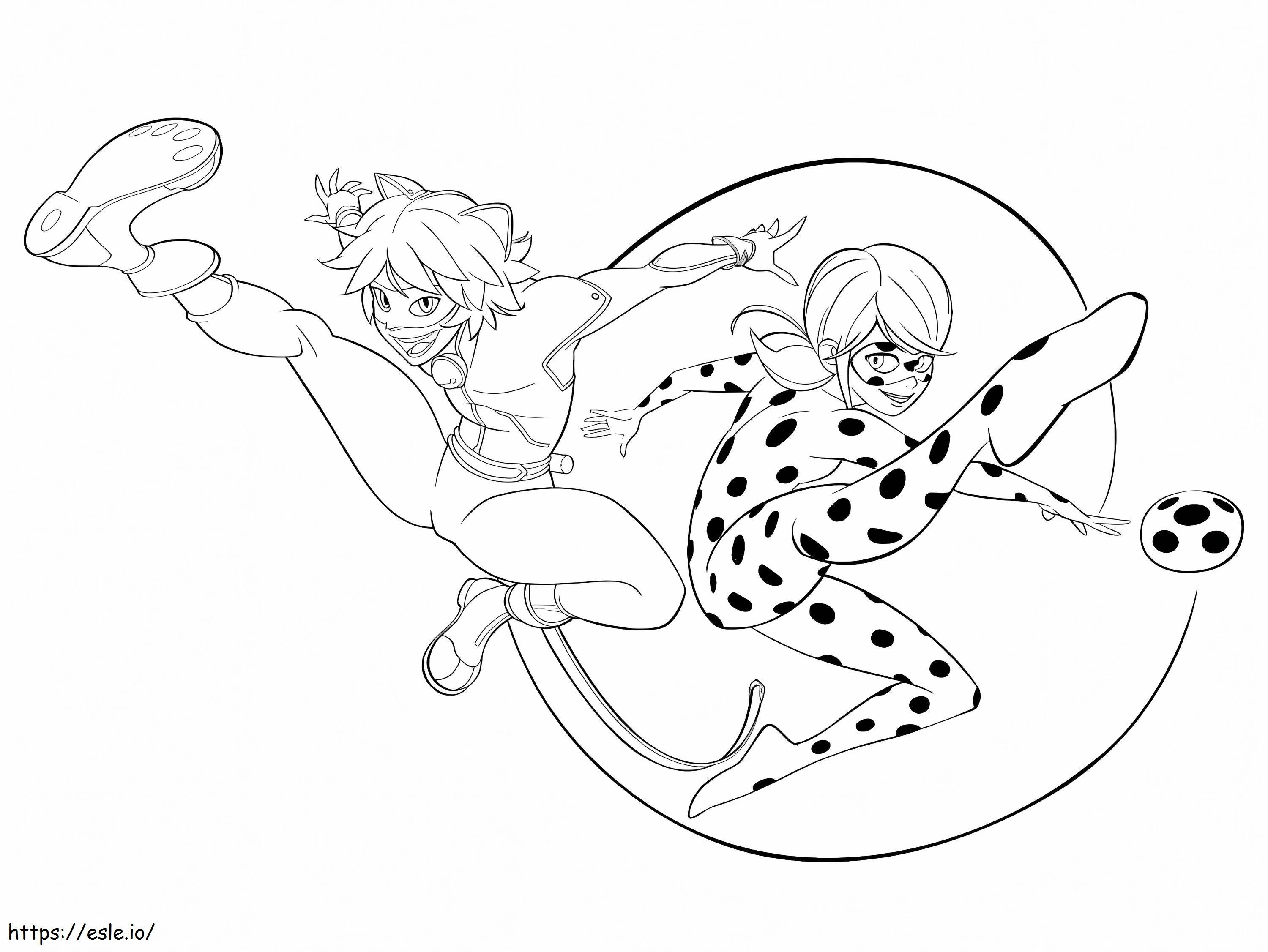 Action Ladybug And Cat Noir coloring page