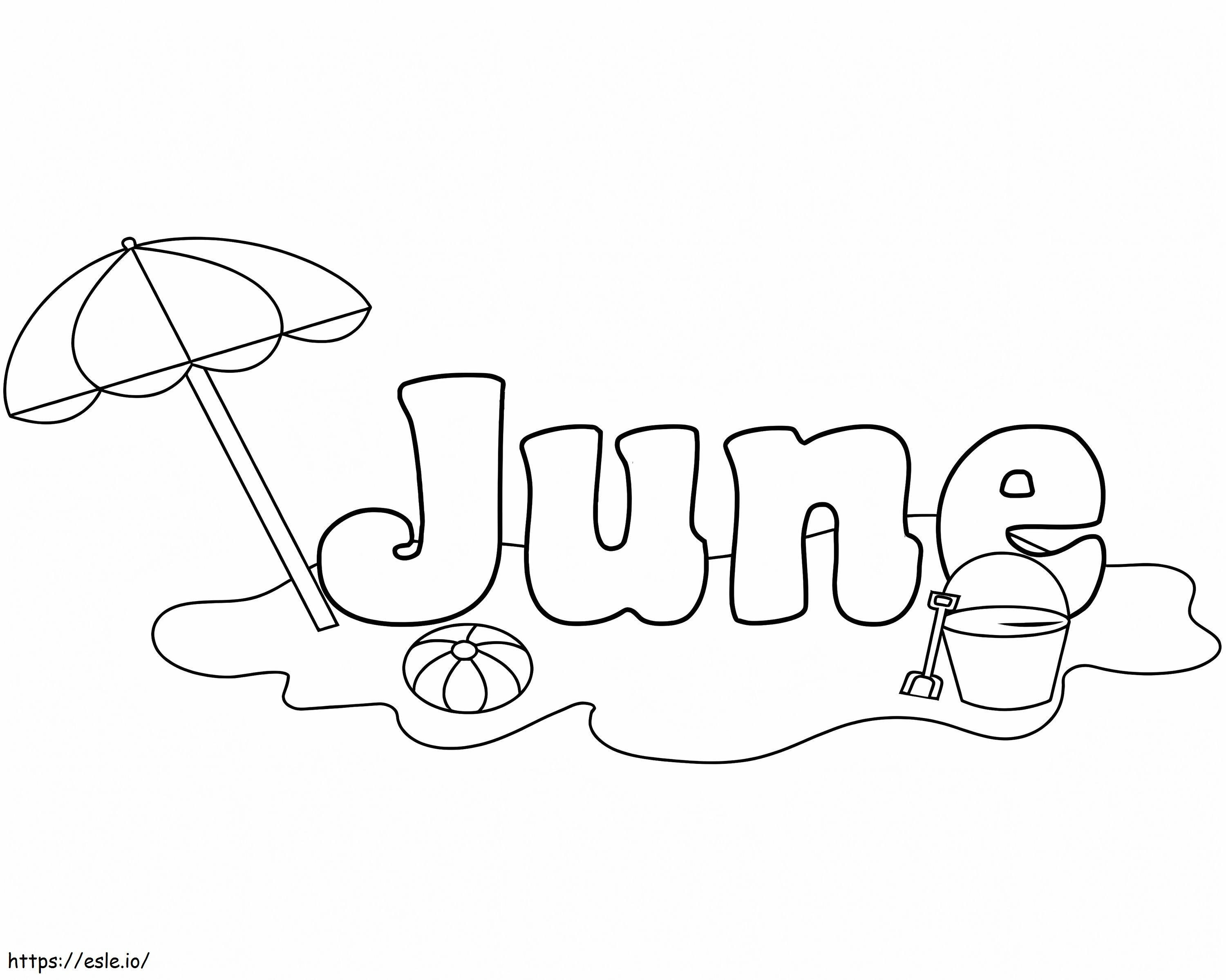 Coloriage juin avec plage à imprimer dessin