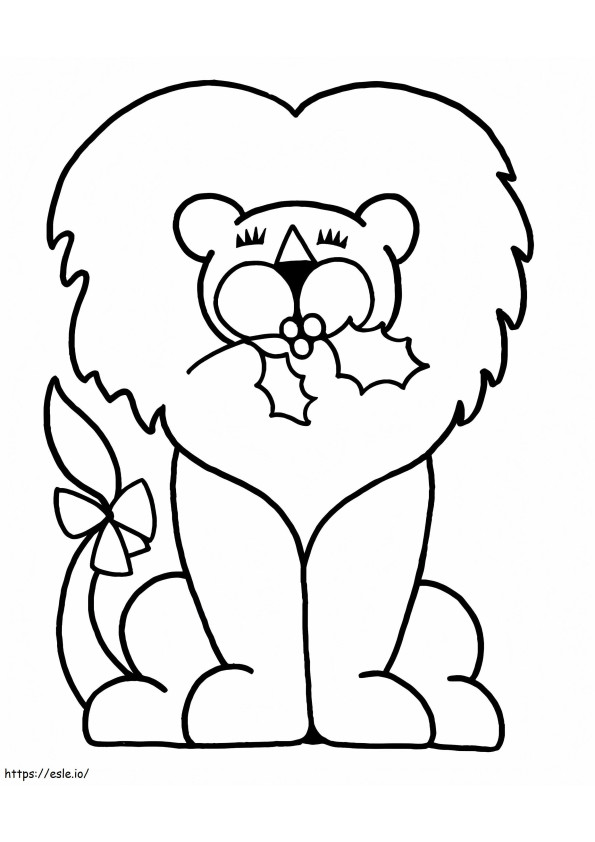 Coloriage Lion avec houx de Noël à imprimer dessin