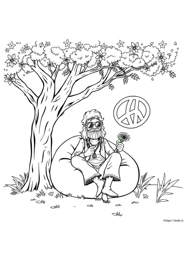 Gambar Mewarnai Hippie Trippy