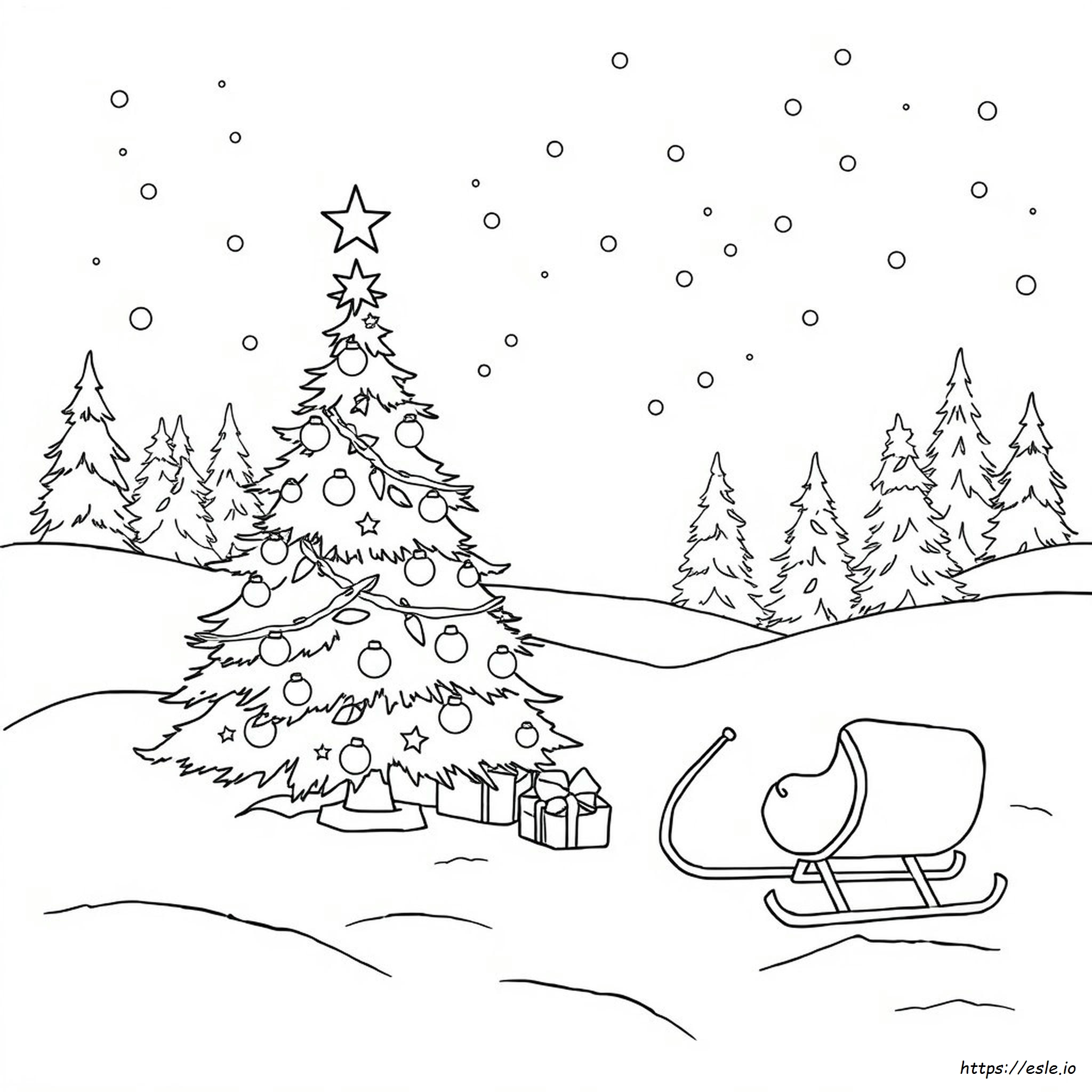Paisagem De Natal Para Colorir
