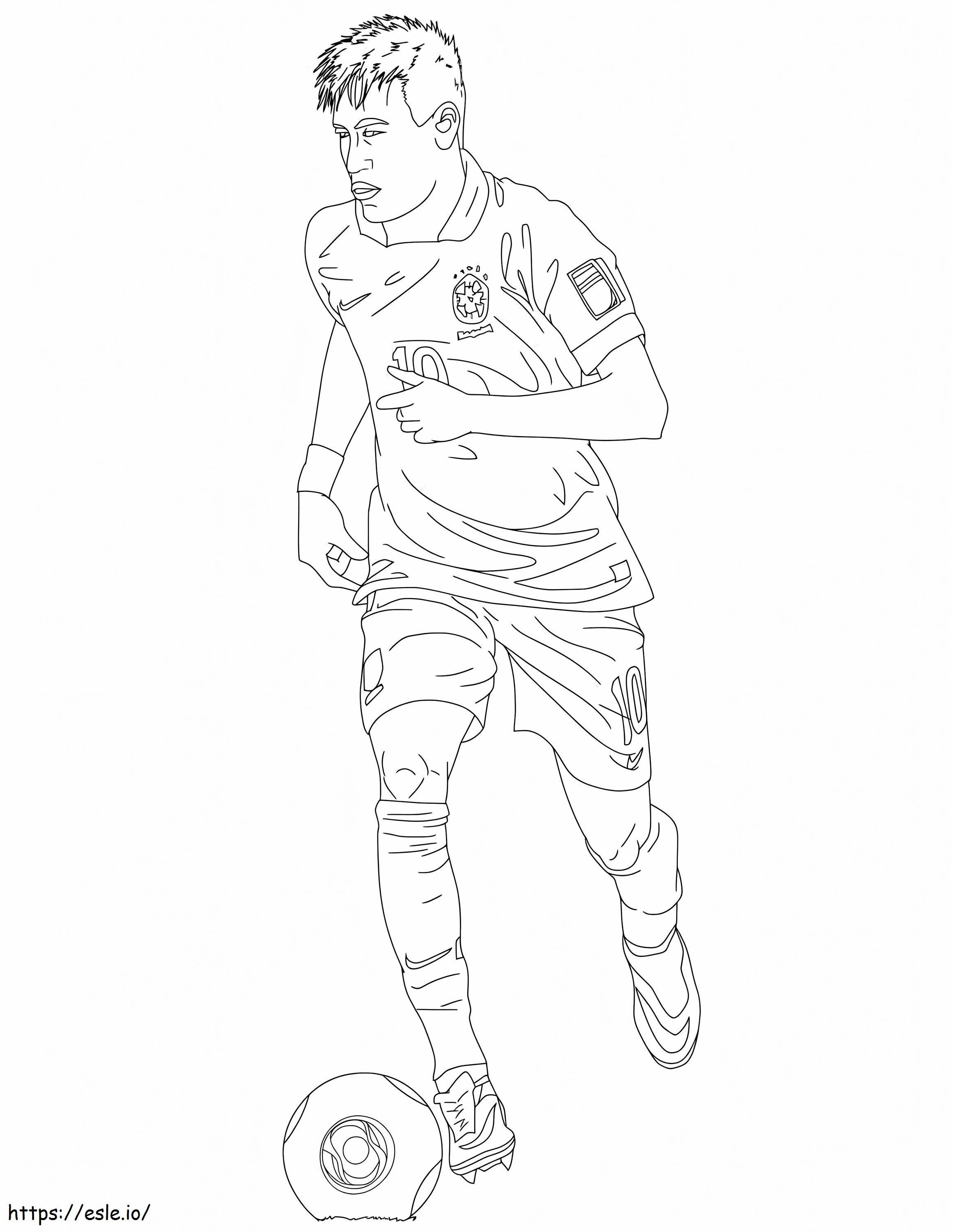 Neymar jogando futebol para colorir