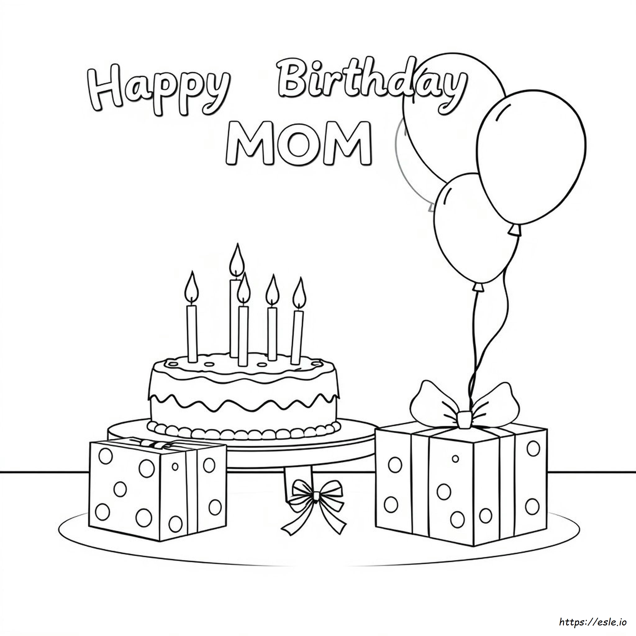 Feliz Aniversário Mamãe Para Colorir Grátis