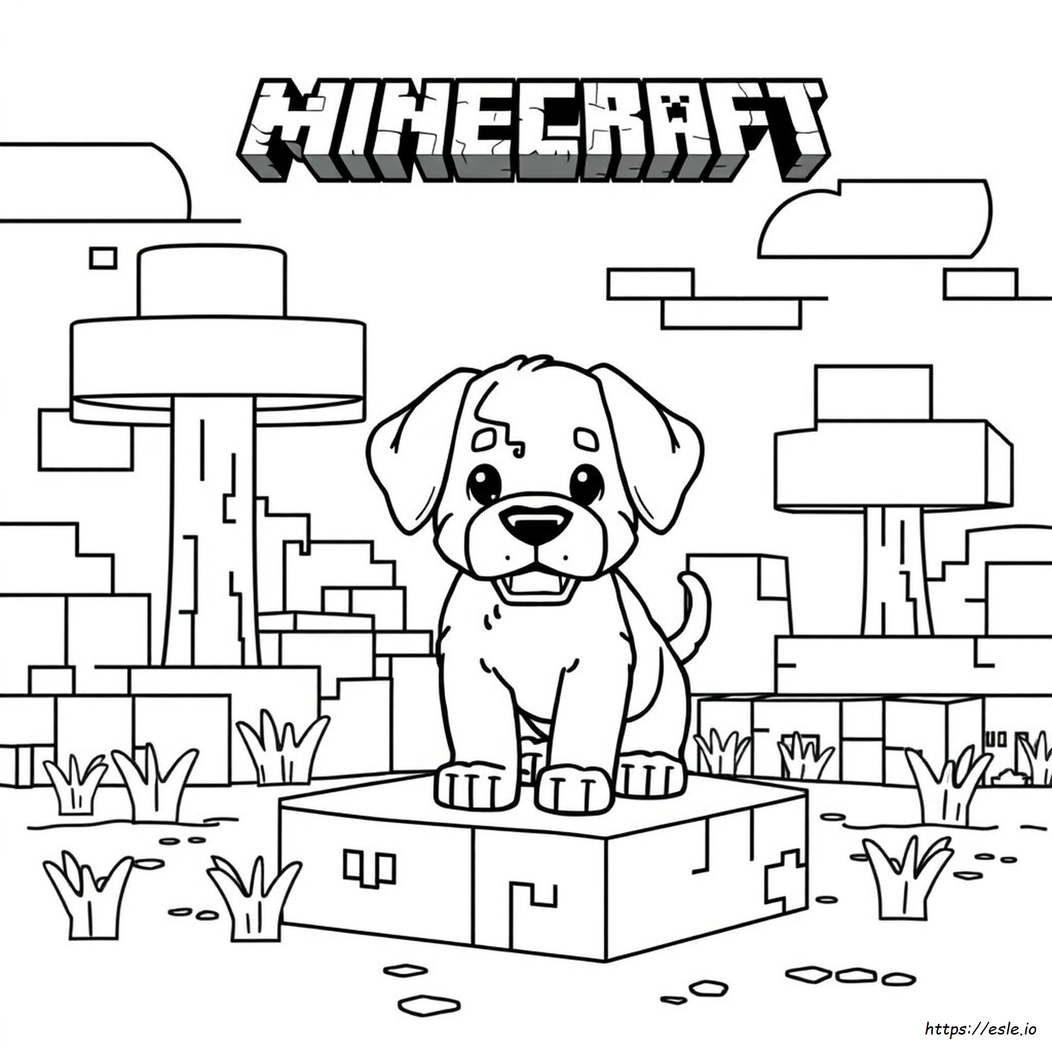 Minecraft Puppy Coloring Page