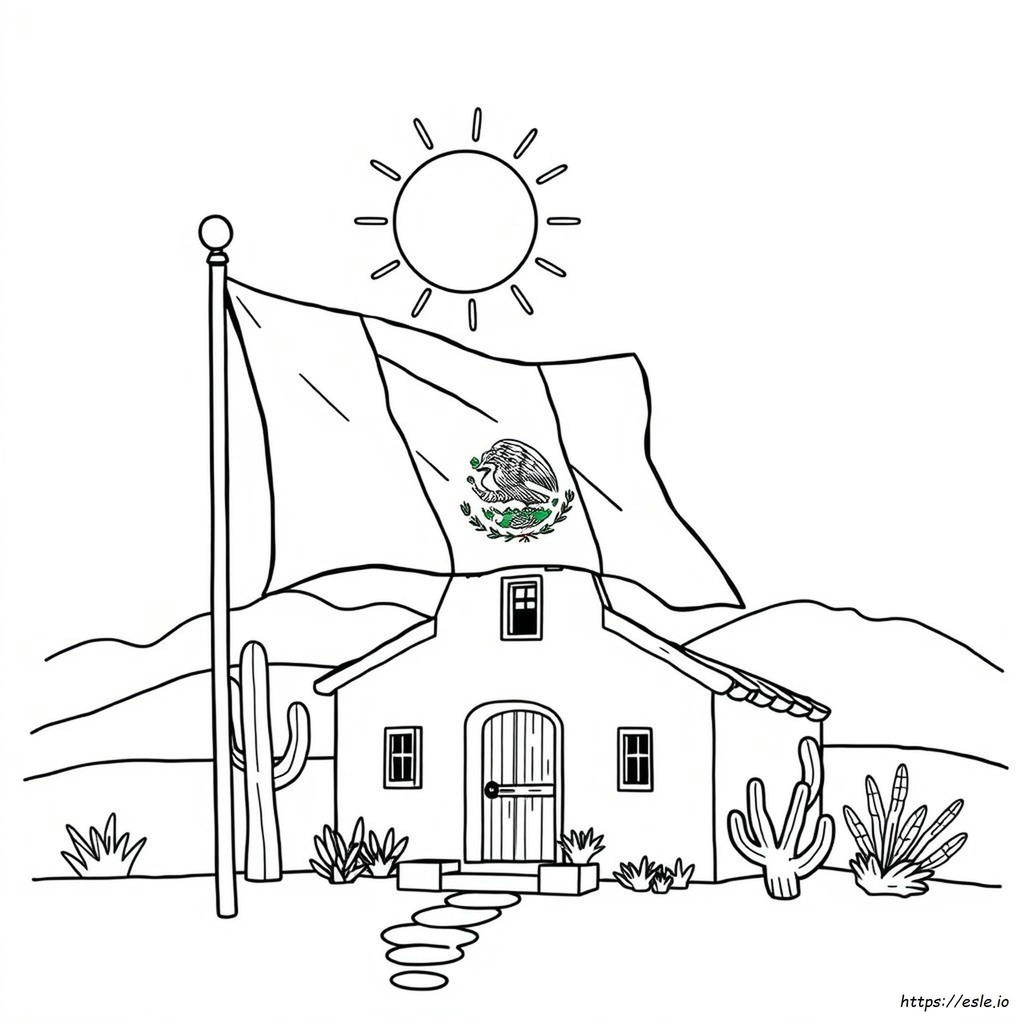 Kleurbare Afdrukbare Mexicaanse Vlag kleurplaat