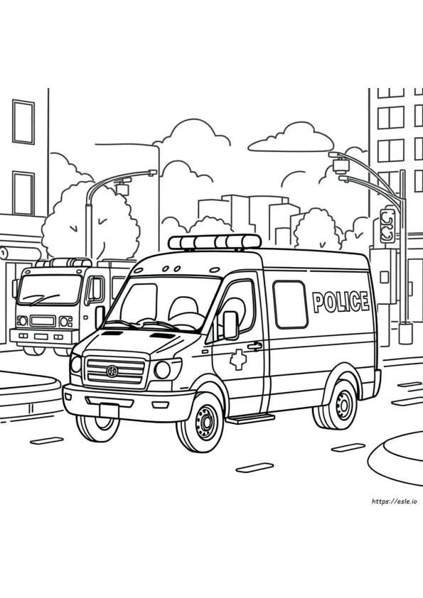 Polis Kamyonu Boyama Sayfası